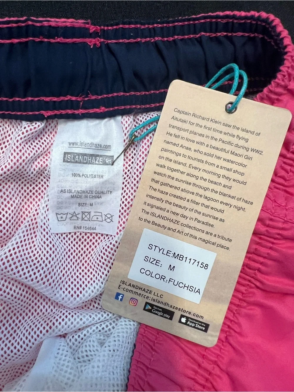 Island Haze Men’s Swim Trunks Size Medium Fuschia Mesh Lined New with tags